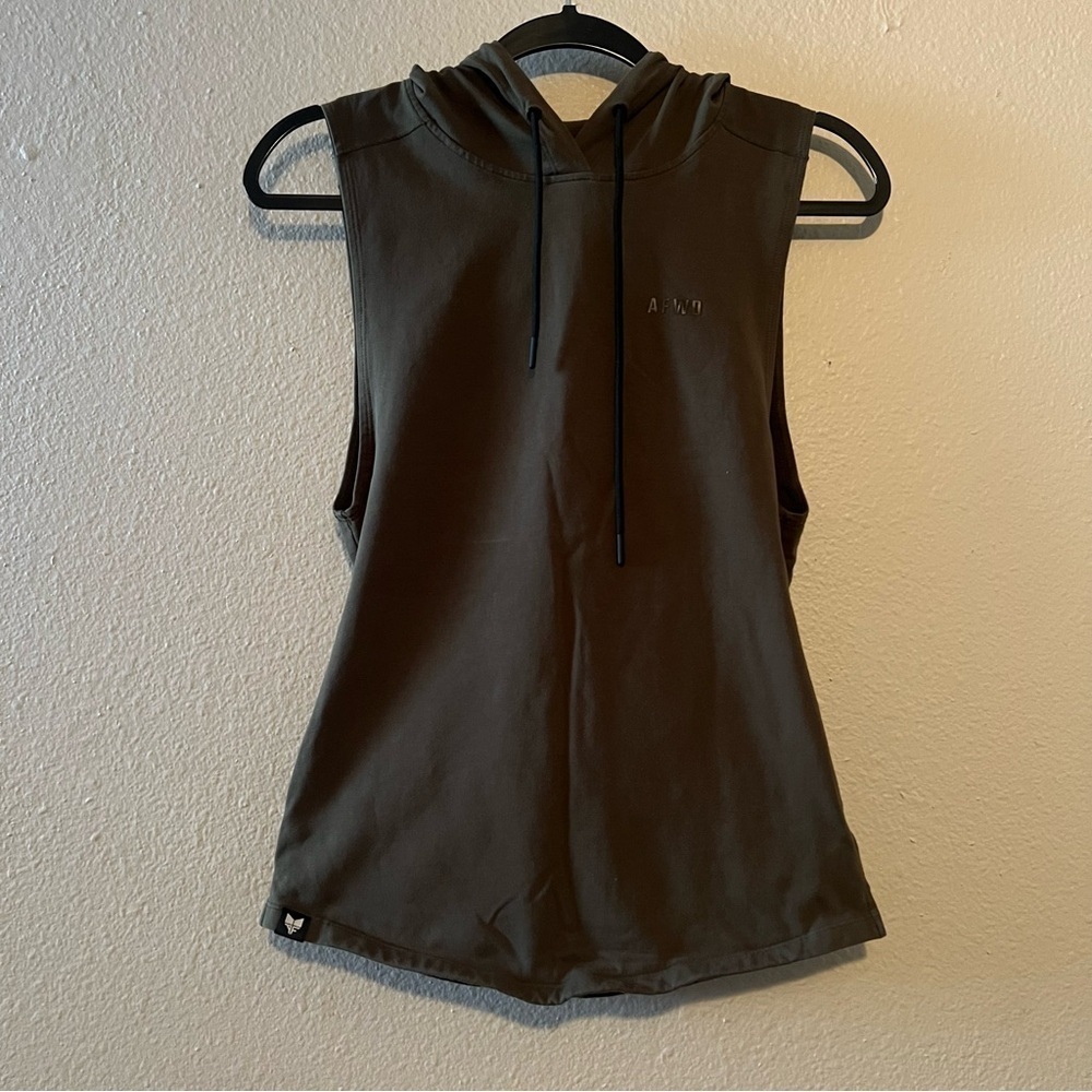 Alfa Forward AFWD Sweatshirt Womens Small Olive Sleeveless Hooded Pullover